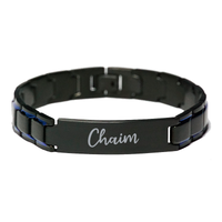 Load image into Gallery viewer, Chaim Bracelet Personalized for Men Custom Name Engraved Jewelry for Boys Men Him Birthday Christmas Adjustable Link Bracelet – front view
