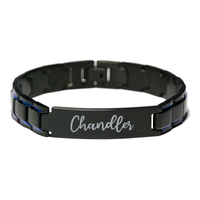 Load image into Gallery viewer, Chandler Bracelet Personalized for Men Custom Name Engraved Jewelry for Boys Men Him Birthday Christmas Adjustable Link Bracelet – front view
