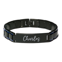 Load image into Gallery viewer, Charles Bracelet Personalized for Men Custom Name Engraved Jewelry for Boys Men Him Birthday Christmas Adjustable Link Bracelet – front view
