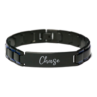 Load image into Gallery viewer, Chase Bracelet Personalized for Men Custom Name Engraved Jewelry for Boys Men Him Birthday Christmas Adjustable Link Bracelet – front view
