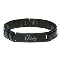 Load image into Gallery viewer, Chris Bracelet Personalized for Men Custom Name Engraved Jewelry for Boys Men Him Birthday Christmas Adjustable Link Bracelet – front view

