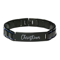 Load image into Gallery viewer, Christian Bracelet Personalized for Men Custom Name Engraved Jewelry for Boys Men Him Birthday Christmas Adjustable Link Bracelet – front view
