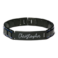 Load image into Gallery viewer, Christopher Bracelet Personalized for Men Custom Name Engraved Jewelry for Boys Men Him Birthday Christmas Adjustable Link Bracelet – front view
