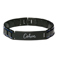 Load image into Gallery viewer, Cohen Bracelet Personalized for Men Custom Name Engraved Jewelry for Boys Men Him Birthday Christmas Adjustable Link Bracelet – front view
