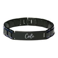 Load image into Gallery viewer, Cole Bracelet Personalized for Men Custom Name Engraved Jewelry for Boys Men Him Birthday Christmas Adjustable Link Bracelet – front view
