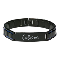 Load image into Gallery viewer, Coleson Bracelet Personalized for Men Custom Name Engraved Jewelry for Boys Men Him Birthday Christmas Adjustable Link Bracelet – front view
