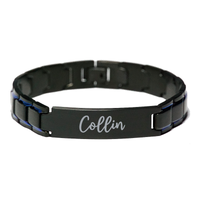 Load image into Gallery viewer, Collin Bracelet Personalized for Men Custom Name Engraved Jewelry for Boys Men Him Birthday Christmas Adjustable Link Bracelet – front view
