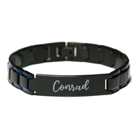 Load image into Gallery viewer, Conrad Bracelet Personalized for Men Custom Name Engraved Jewelry for Boys Men Him Birthday Christmas Adjustable Link Bracelet – front view
