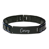 Load image into Gallery viewer, Corey Bracelet Personalized for Men Custom Name Engraved Jewelry for Boys Men Him Birthday Christmas Adjustable Link Bracelet – front view
