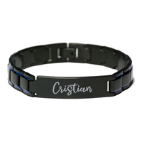 Load image into Gallery viewer, Cristian Bracelet Personalized for Men Custom Name Engraved Jewelry for Boys Men Him Birthday Christmas Adjustable Link Bracelet – front view
