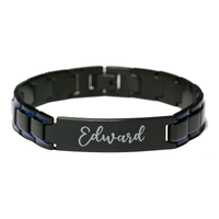 Load image into Gallery viewer, Edward Bracelet Personalized for Men Custom Name Engraved Jewelry for Boys Men Him Birthday Christmas Adjustable Link Bracelet – front view
