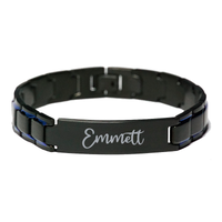 Load image into Gallery viewer, Emmett Bracelet Personalized for Men Custom Name Engraved Jewelry for Boys Men Him Birthday Christmas Adjustable Link Bracelet – front view
