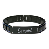 Load image into Gallery viewer, Ezequiel Bracelet Personalized for Men Custom Name Engraved Jewelry for Boys Men Him Birthday Christmas Adjustable Link Bracelet – front view
