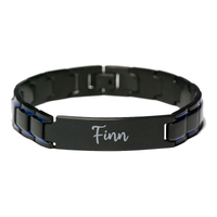 Load image into Gallery viewer, Finn Bracelet Personalized for Men Custom Name Engraved Jewelry for Boys Men Him Birthday Christmas Adjustable Link Bracelet – front view
