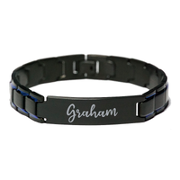 Load image into Gallery viewer, Graham Bracelet Personalized for Men Custom Name Engraved Jewelry for Boys Men Him Birthday Christmas Adjustable Link Bracelet – front view
