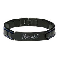 Load image into Gallery viewer, Harold Bracelet Personalized for Men Custom Name Engraved Jewelry for Boys Men Him Birthday Christmas Adjustable Link Bracelet – front view
