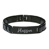 Load image into Gallery viewer, Hassan Bracelet Personalized for Men Custom Name Engraved Jewelry for Boys Men Him Birthday Christmas Adjustable Link Bracelet – front view
