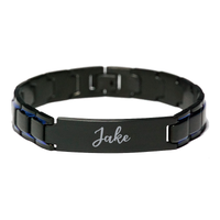Load image into Gallery viewer, Jake Bracelet Personalized for Men Custom Name Engraved Jewelry for Boys Men Him Birthday Christmas Adjustable Link Bracelet – front view
