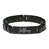 Load image into Gallery viewer, Jeffrey Bracelet Personalized for Men Custom Name Engraved Jewelry for Boys Men Him Birthday Christmas Adjustable Link Bracelet – front view
