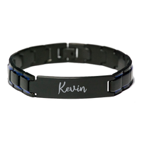 Load image into Gallery viewer, Kevin Bracelet Personalized for Men Custom Name Engraved Jewelry for Boys Men Him Birthday Christmas Adjustable Link Bracelet – front view
