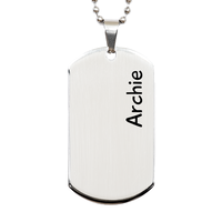 Load image into Gallery viewer, Archie Gifts - Personalized Dog Tag Necklace for Men – front view
