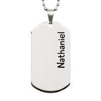 Load image into Gallery viewer, Nathaniel Gifts Personalized Dog Tag Necklace for Men – front view
