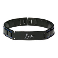 Load image into Gallery viewer, Levi Bracelet Personalized for Men Custom Name Engraved Jewelry for Boys Men Him Birthday Christmas Adjustable Link Bracelet – front view
