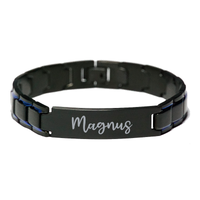 Load image into Gallery viewer, Magnus Bracelet Personalized for Men Custom Name Engraved Jewelry for Boys Men Him Birthday Christmas Adjustable Link Bracelet – front view
