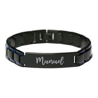 Load image into Gallery viewer, Manuel Bracelet Personalized for Men Custom Name Engraved Jewelry for Boys Men Him Birthday Christmas Adjustable Link Bracelet – front view
