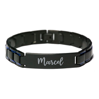 Load image into Gallery viewer, Marcel Bracelet Personalized for Men Custom Name Engraved Jewelry for Boys Men Him Birthday Christmas Adjustable Link Bracelet – front view

