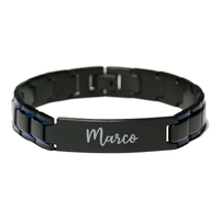 Load image into Gallery viewer, Marco Bracelet Personalized for Men Custom Name Engraved Jewelry for Boys Men Him Birthday Christmas Adjustable Link Bracelet – front view
