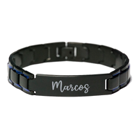 Load image into Gallery viewer, Marcos Bracelet Personalized for Men Custom Name Engraved Jewelry for Boys Men Him Birthday Christmas Adjustable Link Bracelet – front view

