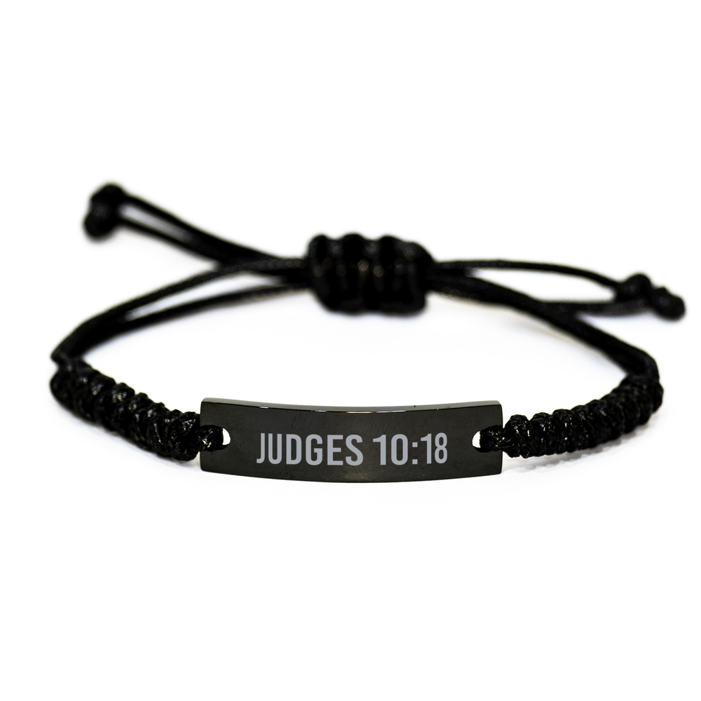 Judges 10 18 Bracelet Judges 10:18 Gift Bible Verse Scripture Stainless Steel Bracelet – front view