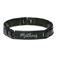 Load image into Gallery viewer, Mathias Bracelet Personalized for Men Custom Name Engraved Jewelry for Boys Men Him Birthday Christmas Adjustable Link Bracelet – front view
