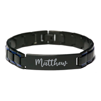 Load image into Gallery viewer, Matthew Bracelet Personalized for Men Custom Name Engraved Jewelry for Boys Men Him Birthday Christmas Adjustable Link Bracelet – front view
