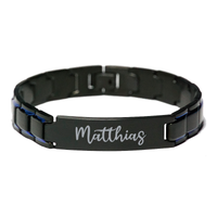 Load image into Gallery viewer, Matthias Bracelet Personalized for Men Custom Name Engraved Jewelry for Boys Men Him Birthday Christmas Adjustable Link Bracelet – front view
