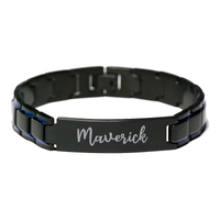 Load image into Gallery viewer, Maverick Bracelet Personalized for Men Custom Name Engraved Jewelry for Boys Men Him Birthday Christmas Adjustable Link Bracelet – front view
