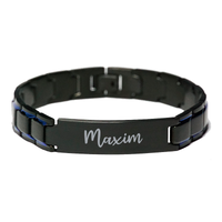 Load image into Gallery viewer, Maxim Bracelet Personalized for Men Custom Name Engraved Jewelry for Boys Men Him Birthday Christmas Adjustable Link Bracelet – front view
