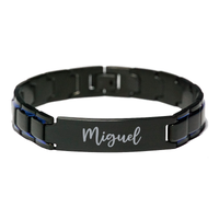 Load image into Gallery viewer, Miguel Bracelet Personalized for Men Custom Name Engraved Jewelry for Boys Men Him Birthday Christmas Adjustable Link Bracelet – front view
