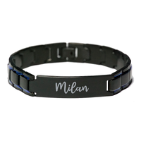 Load image into Gallery viewer, Milan Bracelet Personalized for Men Custom Name Engraved Jewelry for Boys Men Him Birthday Christmas Adjustable Link Bracelet – front view
