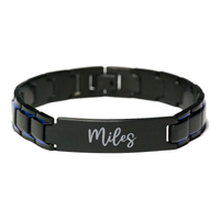 Load image into Gallery viewer, Miles Bracelet Personalized for Men Custom Name Engraved Jewelry for Boys Men Him Birthday Christmas Adjustable Link Bracelet – front view
