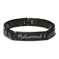 Load image into Gallery viewer, Muhammad Bracelet Personalized for Men Custom Name Engraved Jewelry for Boys Men Him Birthday Christmas Adjustable Link Bracelet – front view
