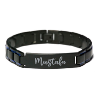 Load image into Gallery viewer, Mustafa Bracelet Personalized for Men Custom Name Engraved Jewelry for Boys Men Him Birthday Christmas Adjustable Link Bracelet – front view
