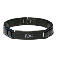 Load image into Gallery viewer, Nai Bracelet Personalized for Men Custom Name Engraved Jewelry for Boys Men Him Birthday Christmas Adjustable Link Bracelet – front view
