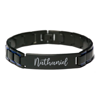 Load image into Gallery viewer, Nathaniel Bracelet Personalized for Men Custom Name Engraved Jewelry for Boys Men Him Birthday Christmas Adjustable Link Bracelet – front view
