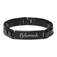 Load image into Gallery viewer, Nehemiah Bracelet Personalized for Men Custom Name Engraved Jewelry for Boys Men Him Birthday Christmas Adjustable Link Bracelet – front view
