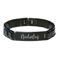 Load image into Gallery viewer, Nicholas Bracelet Personalized for Men Custom Name Engraved Jewelry for Boys Men Him Birthday Christmas Adjustable Link Bracelet – front view
