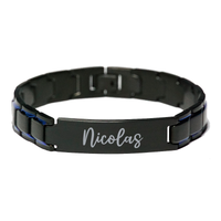 Load image into Gallery viewer, Nicolas Bracelet Personalized for Men Custom Name Engraved Jewelry for Boys Men Him Birthday Christmas Adjustable Link Bracelet – front view
