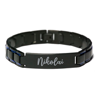 Load image into Gallery viewer, Nikolai Bracelet Personalized for Men Custom Name Engraved Jewelry for Boys Men Him Birthday Christmas Adjustable Link Bracelet – front view
