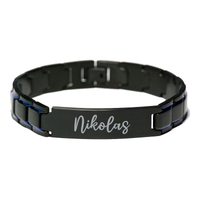 Load image into Gallery viewer, Nikolas Bracelet Personalized for Men Custom Name Engraved Jewelry for Boys Men Him Birthday Christmas Adjustable Link Bracelet – front view
